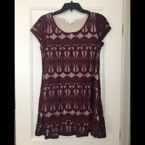Wine colored formal lace dress